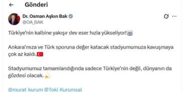 Ankara’nın yeni stadyumu son görüntüleriyle paylaşıldı