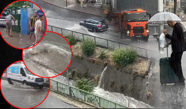 İstanbul’da Sağanak Hayatı Felç Etti! Caddeler Göle Döndü