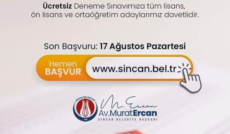 Sincan Belediyesi’nden KPSS Adaylarına Destek : KPSS Adaylarına Ücretsiz Deneme Sınavı İmkanı