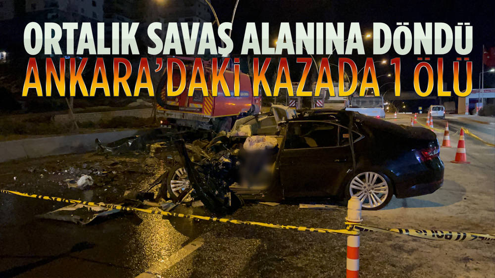 Ankara’da Sulama Tankerine Çarpan Otomobil Hurdaya Döndü: 1 Ölü