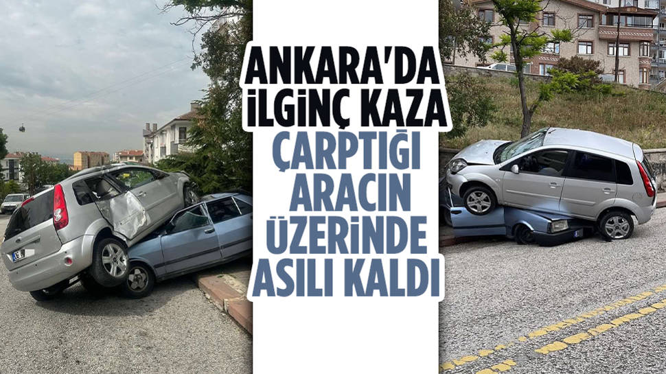 Çarptığı Aracın Üzerine Çıktı