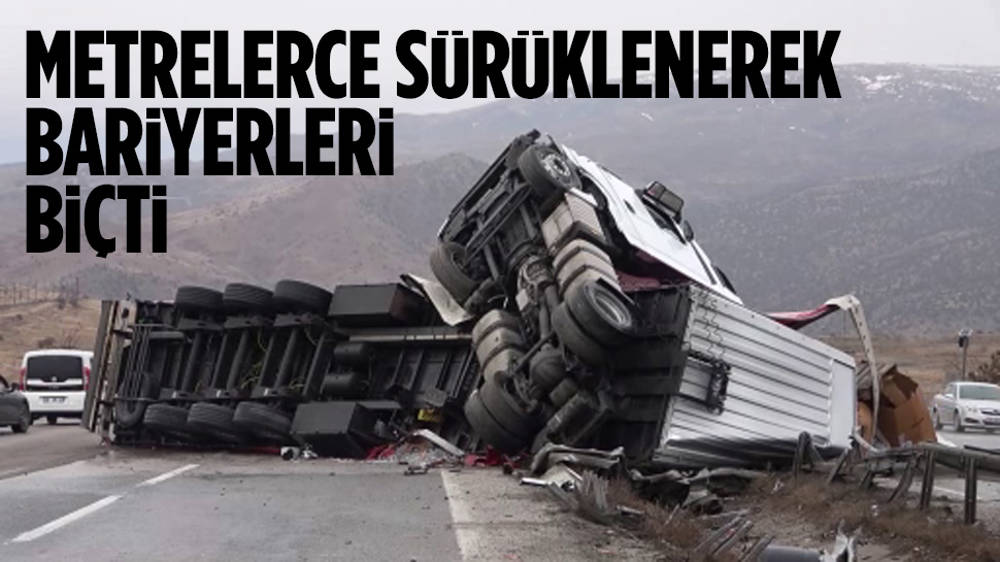 Tır Metrelerce Sürüklenerek Bariyerleri Biçti