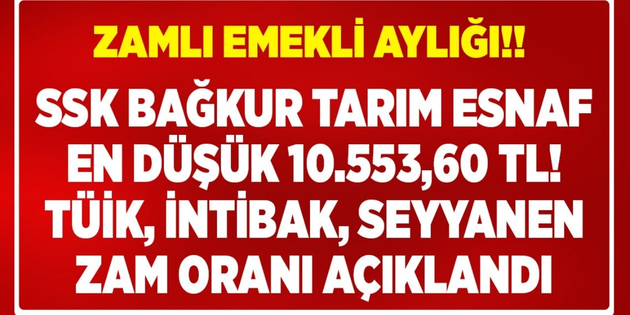 SSK, Tarım, Bağkur, SGK’lıya en düşük 10.553,60 TL çıplak maaş! TÜİK, İntibak ve Seyyanen Yüzde 61 Kök Zam Tablosu