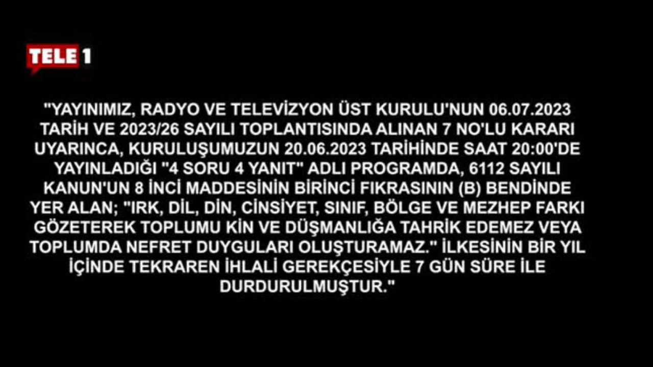 Büyük sansür başladı… TELE1’in ekranı karartıldı: Sakın umudunuzu yitirmeyin