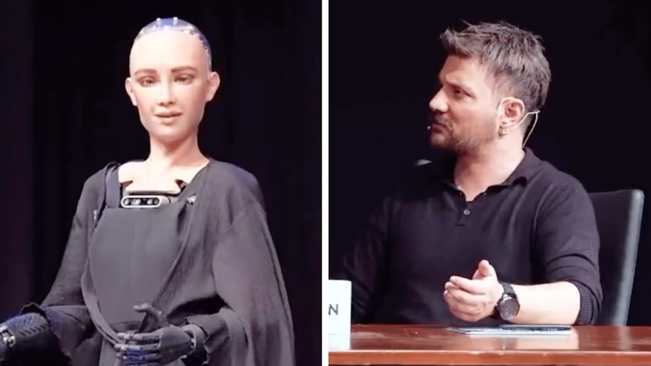 Oğuzhan Uğur ve insanlara ‘zavallı’ diyen Robot Sophia arasında ‘gerilim’