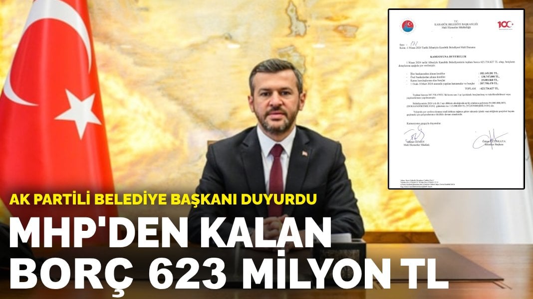 AK Parti Belediye Başkanı Çetinkaya duyurdu: MHP’den kalan borç 623 milyon 734 bin  TL