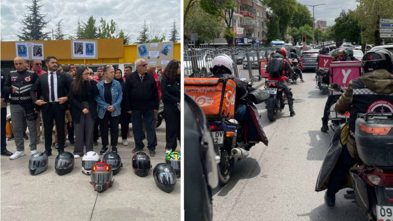 Ankara’da motokuryeler, öldürülen arkadaşları için eylem yaptı