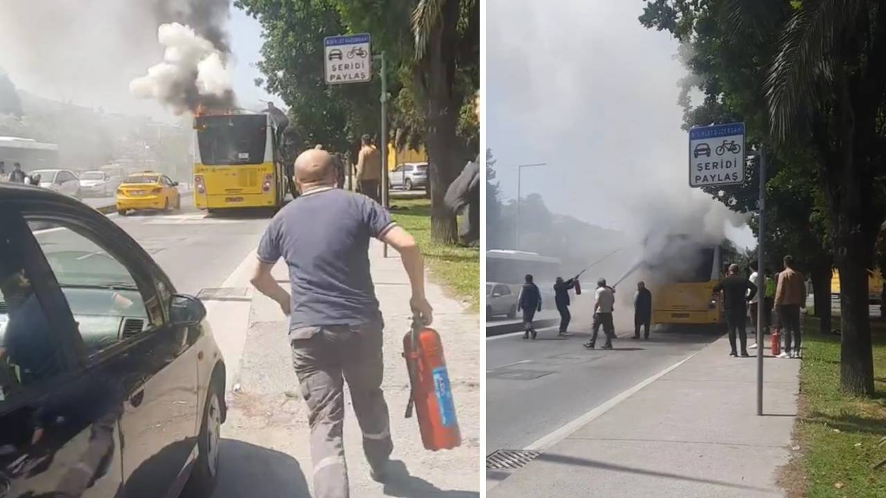 İETT otobüsünde yangın paniği!