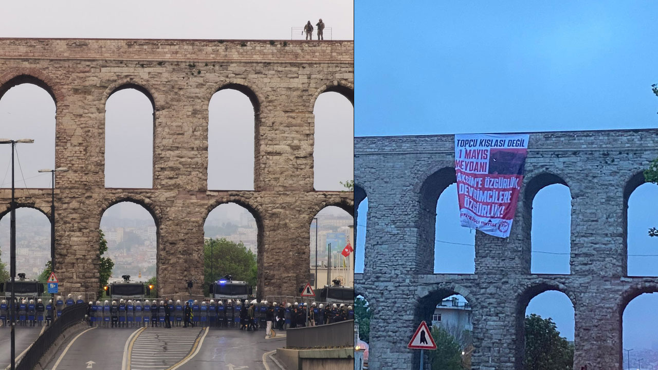 TİP’ten 1 Mayıs yasakları ve tutukluları için pankartlı eylem: “Topçu kışlası değil, 1 Mayıs Meydanı”