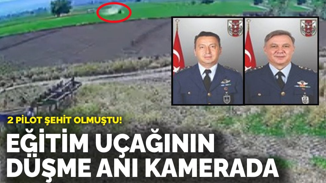 Eğitim uçağının düşme anı kamerada! 2 pilot şehit olmuştu!