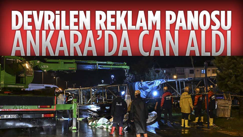 Ankara’da Devrilen Reklam Panosu Can Aldı…