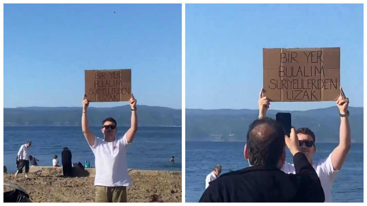 Bir vatandaşın açtığı pankart gündem oldu: “Bir yer bulalım, Suriyelilerden uzak”