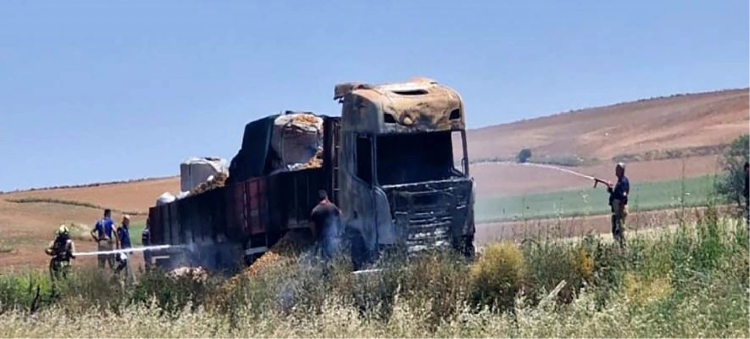 Ankara’da patates yüklü tır yangın çıktı