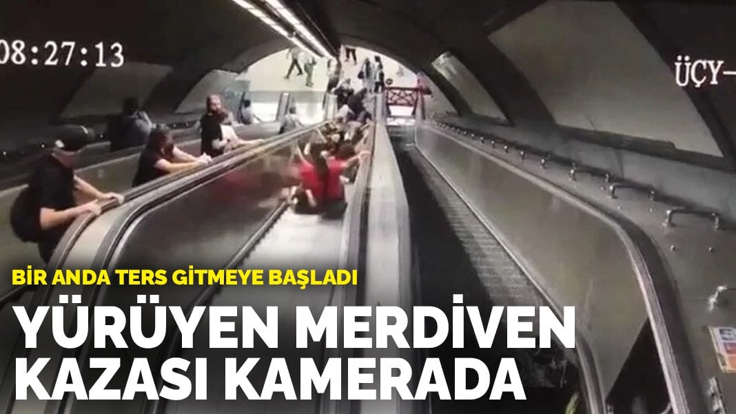 Yürüyen merdiven kazası kamerada: Bir anda ters gitmeye başladı