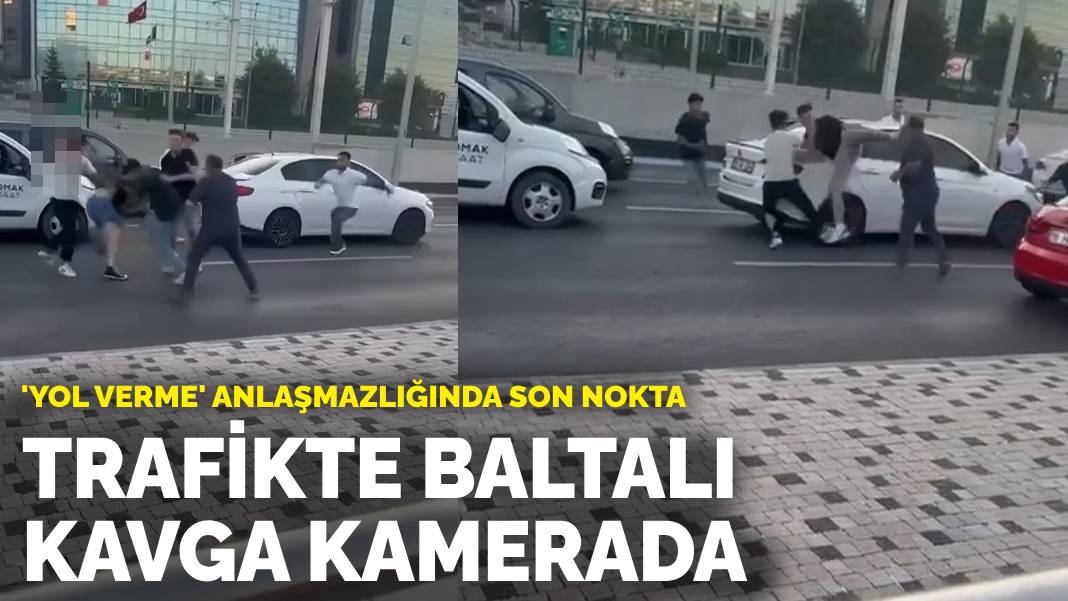 Trafikte baltalı kavga kamerada