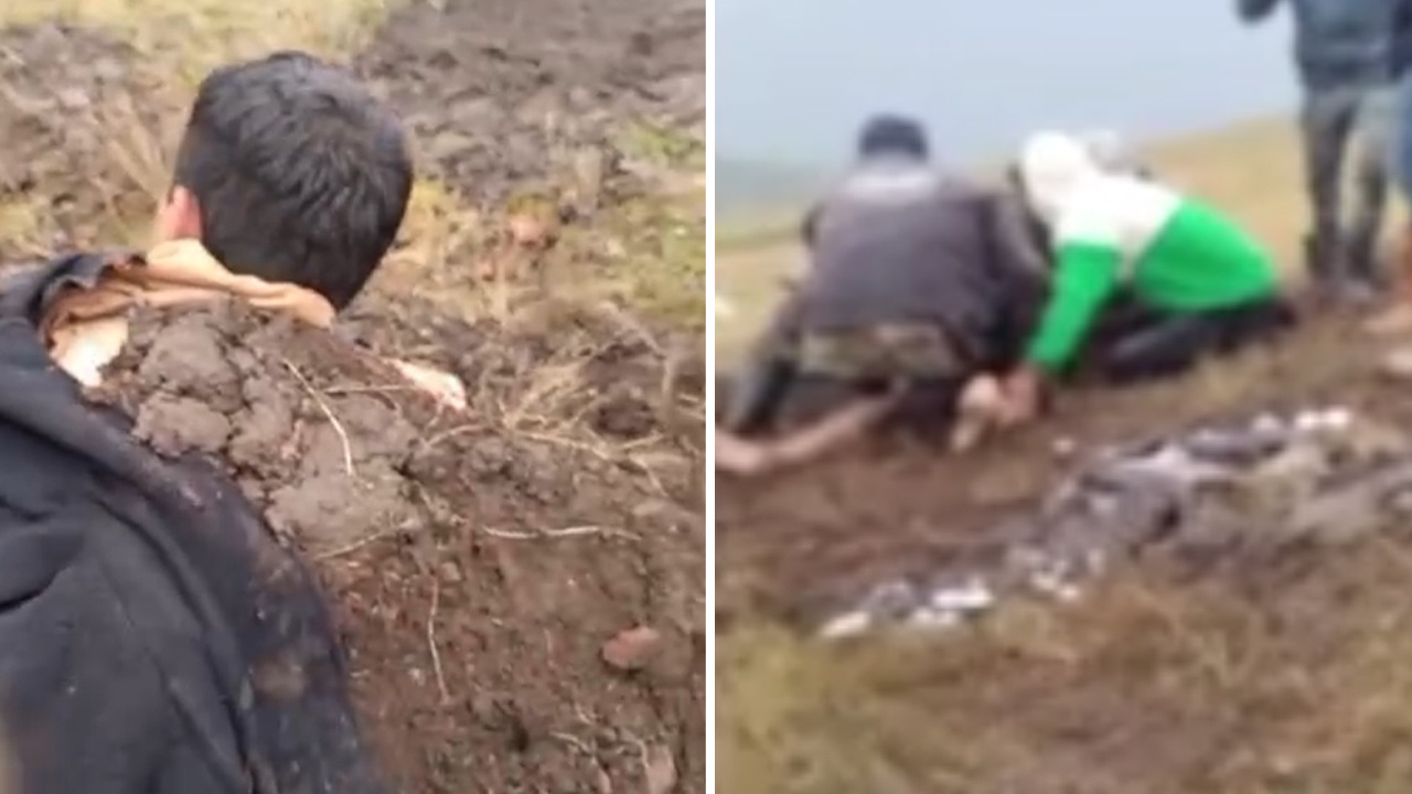 Herkes Bu Görüntüleri Konuşuyor! Çocukları Ölümden Kurtarmak İçin Toprağa Gömdüler