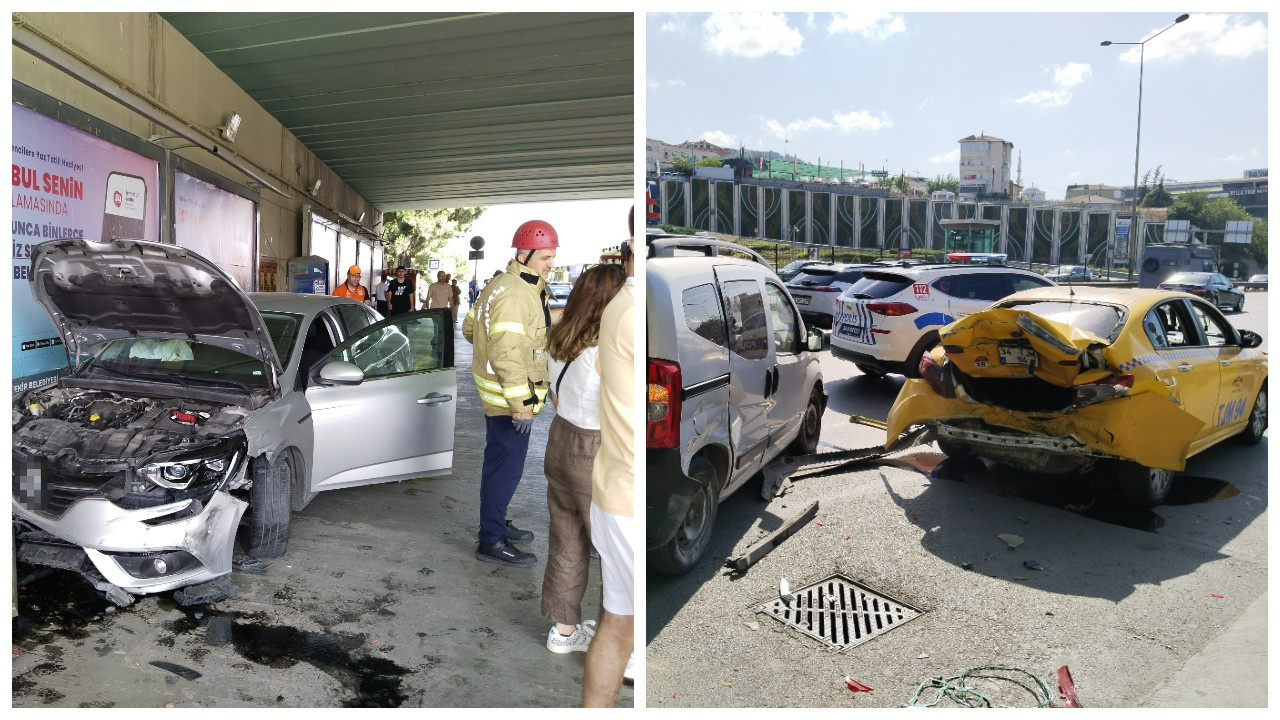 Pendik’te Feci Kaza! Otomobil, Otobüs Durağına Daldı