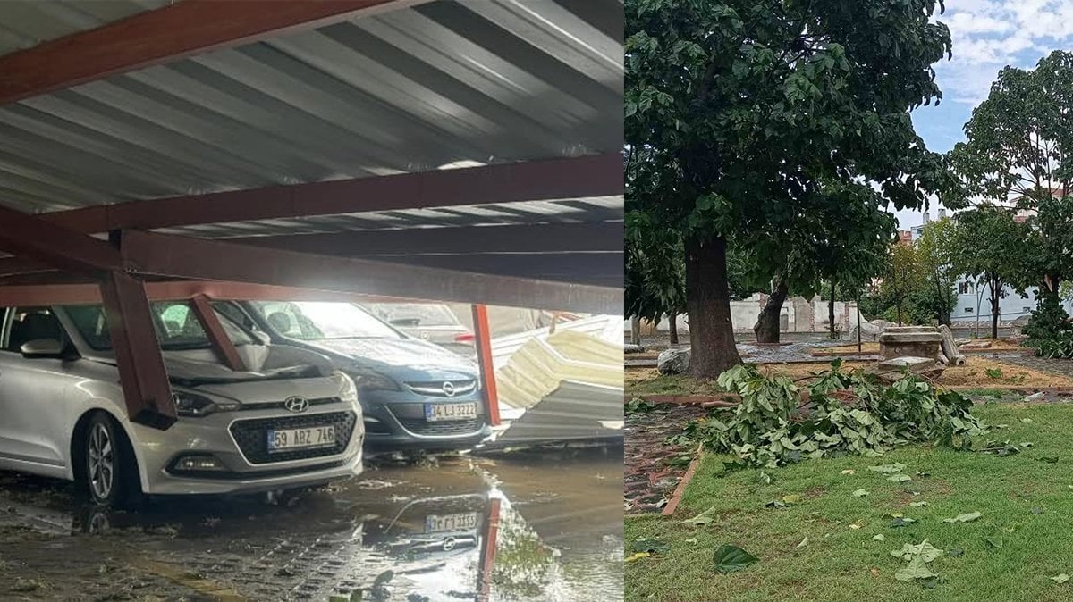 Tekirdağ’da fırtına! Çatılar uçtu, ağaçlar devrildi!