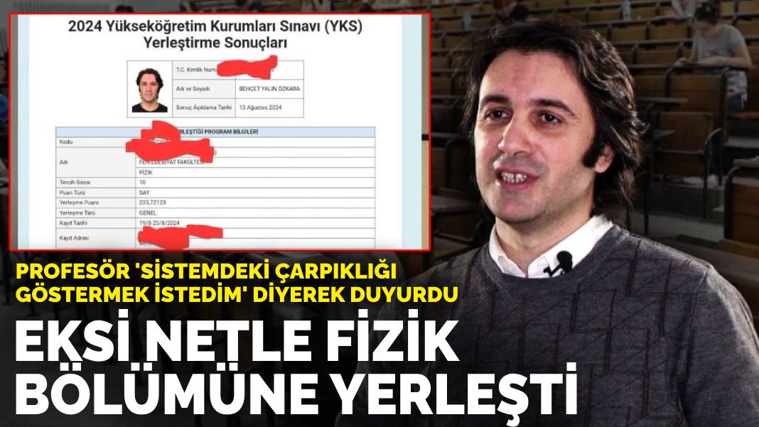 Eksi netle fizik bölümüne yerleşti