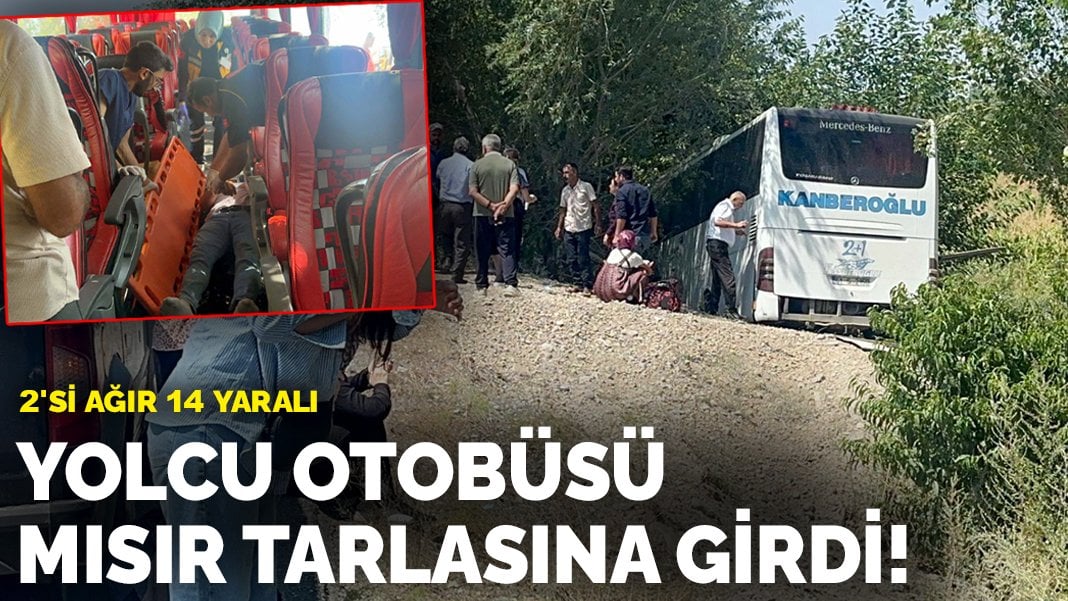 Yolcu otobüsü, mısır tarlasına girdi! 2’si ağır 14 yaralı