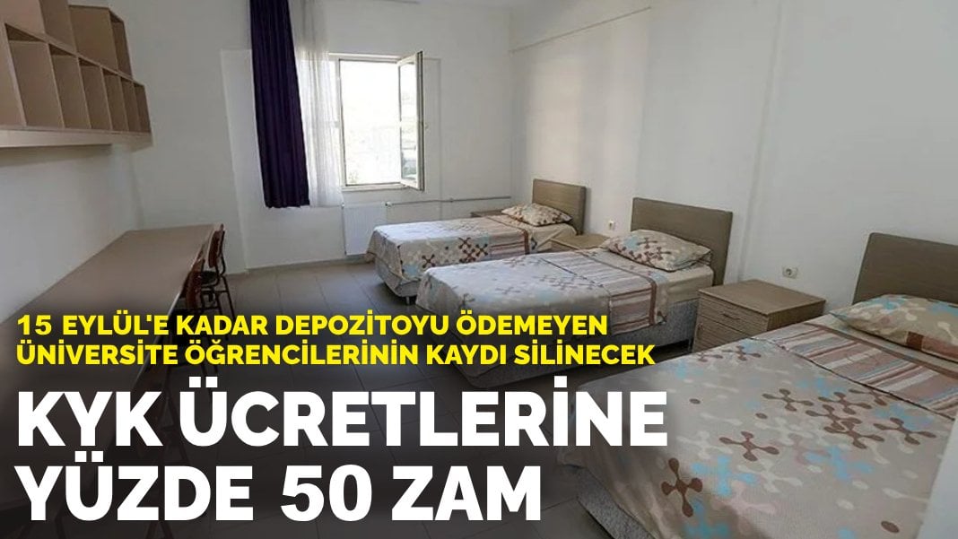 15 Eylül’e kadar depozitoyu ödemeyen üniversite öğrencilerin kaydı silinecek: KYK ücretlerine yüzde 50 zam