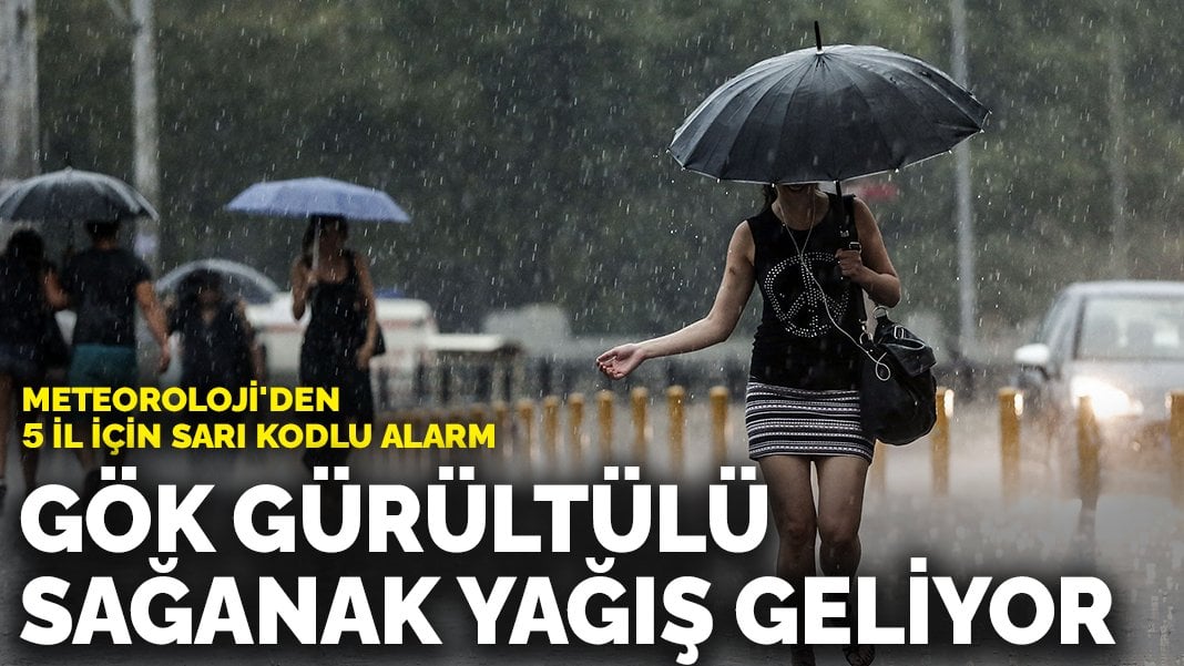 Meteoroloji’den 5 il için sarı kodlu alarm: Gök gürültülü sağanak yağış geliyor