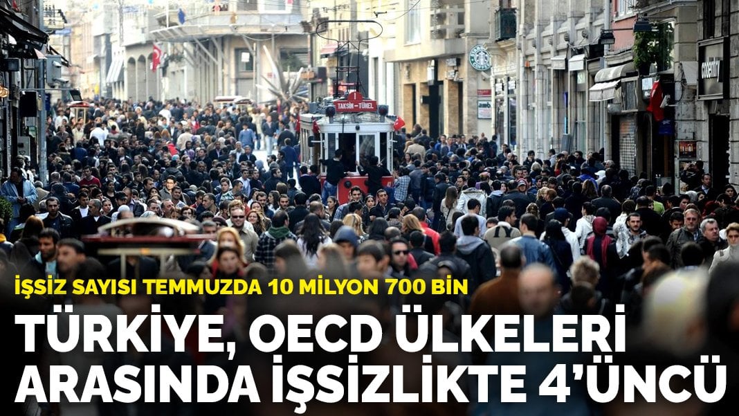 Türkiye, OECD ülkeleri arasında işsizlikte 4’üncü: işsiz sayısı temmuzda 10 milyon 700 bin