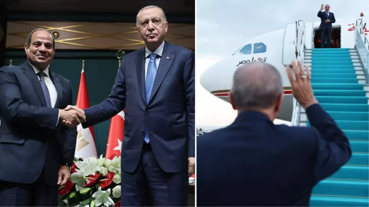 Cumhurbaşkanı Erdoğan, Sisi’yi ‘Rabia’ işaretiyle uğurladı