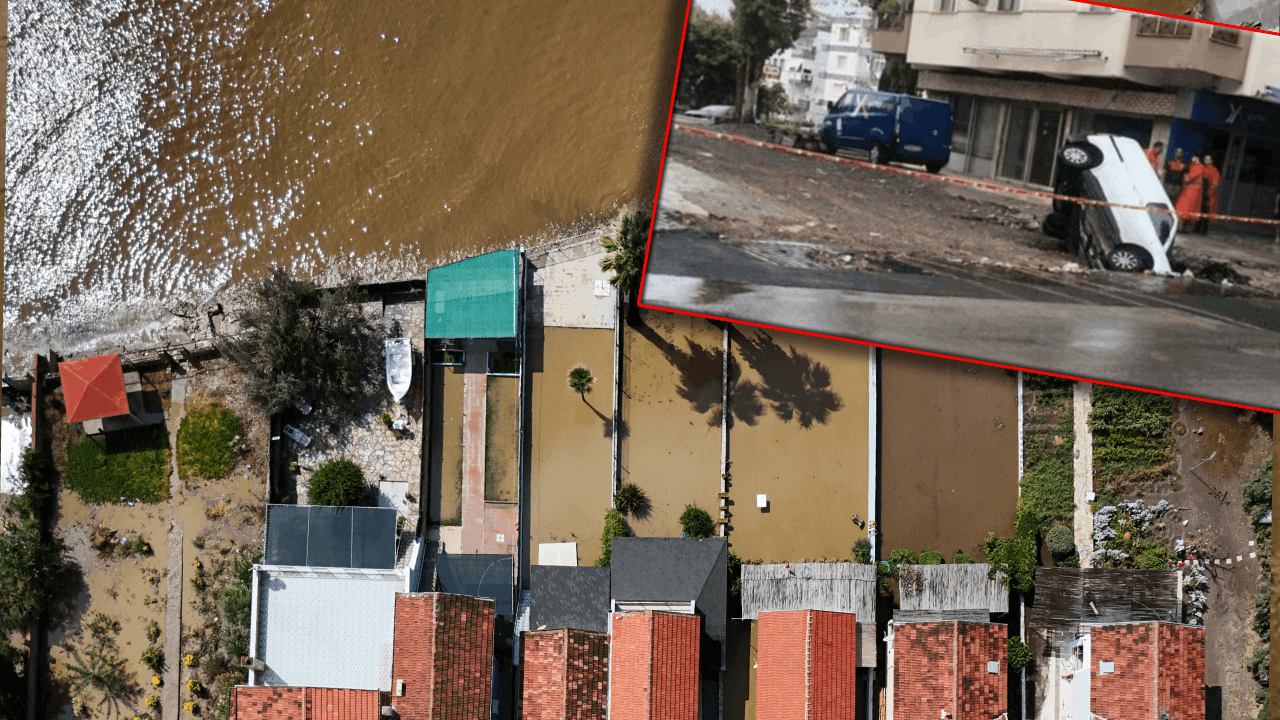 İzmir’i Sağanak Teslim Aldı, Yol Çöktü