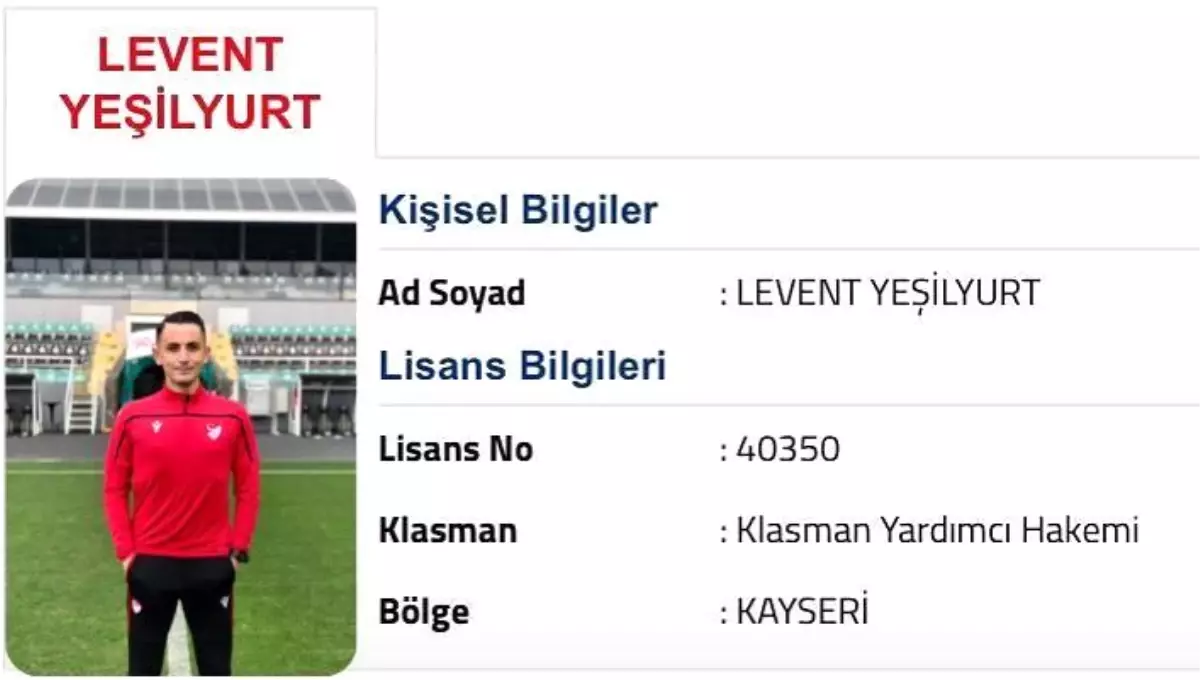 Klasman Hakemi Levent Yeşilyurt Kayseri’ye döndü