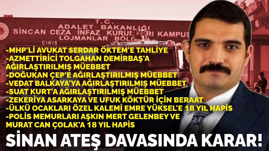 Sinan Ateş davasında karar! MHP’li avukat Serdar Öktem hakkında tahliye kararı