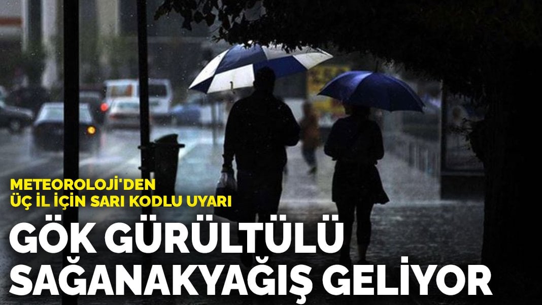 Meteoroloji’den üç il için sarı kodlu uyarı: Gök gürültülü sağanak yağış geliyor