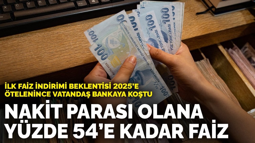 İlk faiz indirimi beklentisi 2025’e ötelenince vatandaş bankaya koştu: Nakit parası olana yüzde 54’e kadar faiz