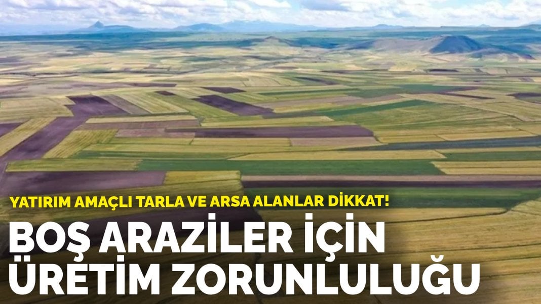 Yatırım amaçlı tarla ve arsa alanlar dikkat: Boş araziler için üretim zorunluluğu