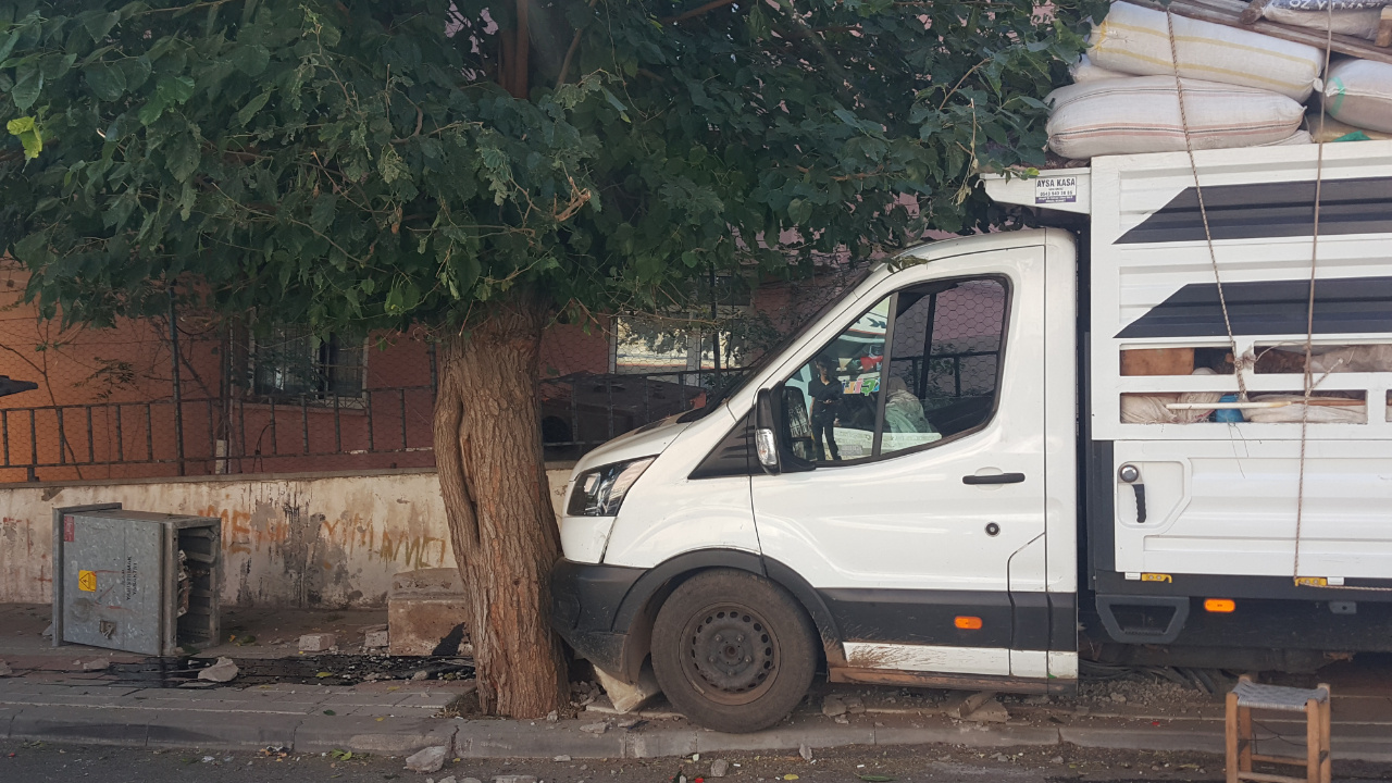 Bingöl’de Freni Tutmayan Kamyonet Pano ve Ağaca Çarparak Durdu