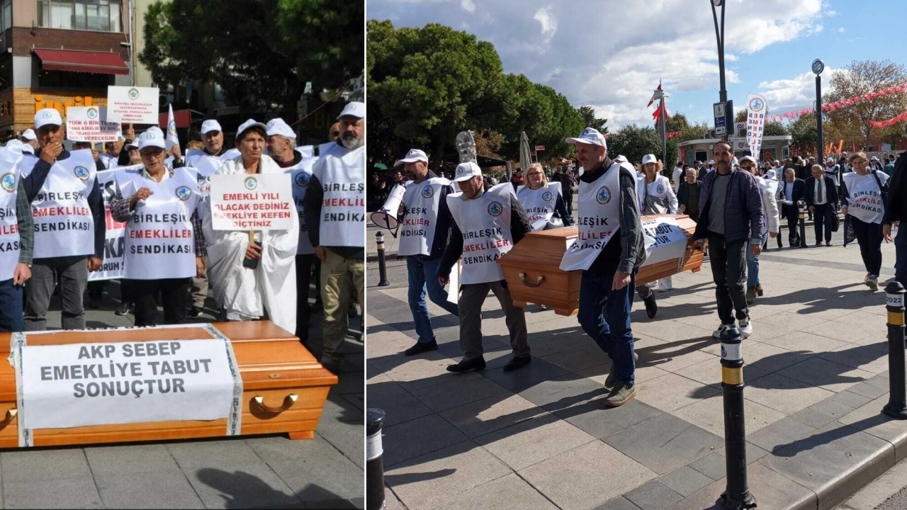 Emeklilerden Tabutlu Eylem: ‘Susma, Sustukça Sıra Sana Gelecek’