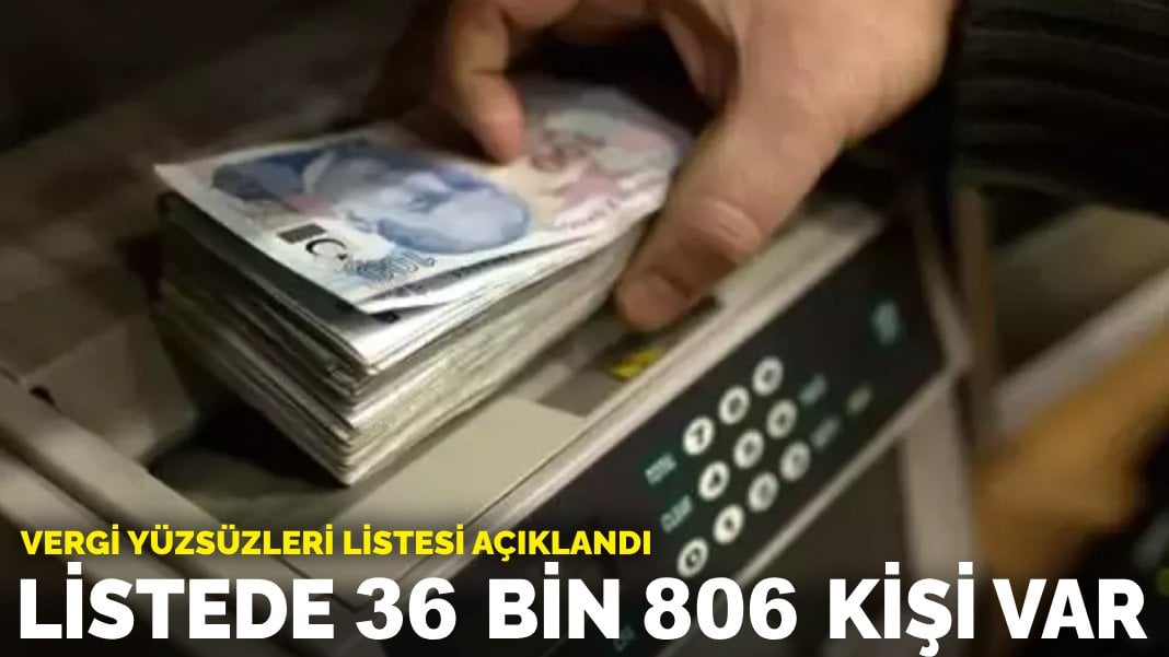 Vergi yüzsüzleri listesi açıklandı: Listede 36 bin 806 kişi var