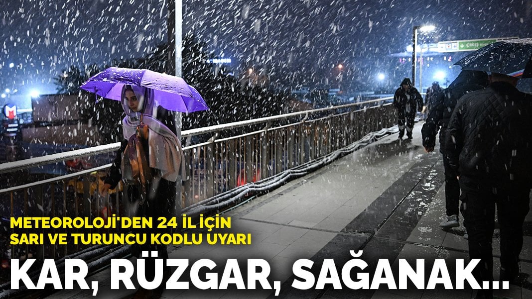 Meteoroloji’den 24 il için sarı ve turuncu kodlu uyarı: Kar, rüzgar, sağanak…