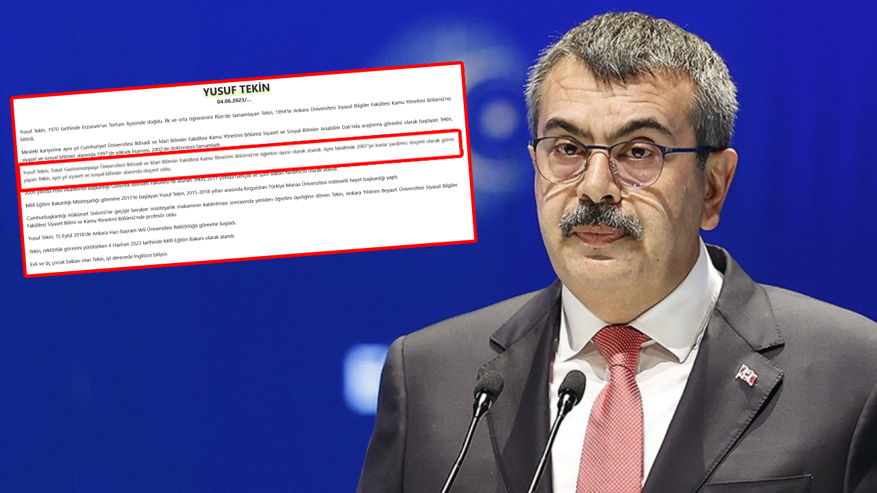 ‘2006 Yılında Doçent Oldum’ Demişti: Milli Eğitim Bakanlığı Sitesi, Yusuf Tekin’i Yalanladı