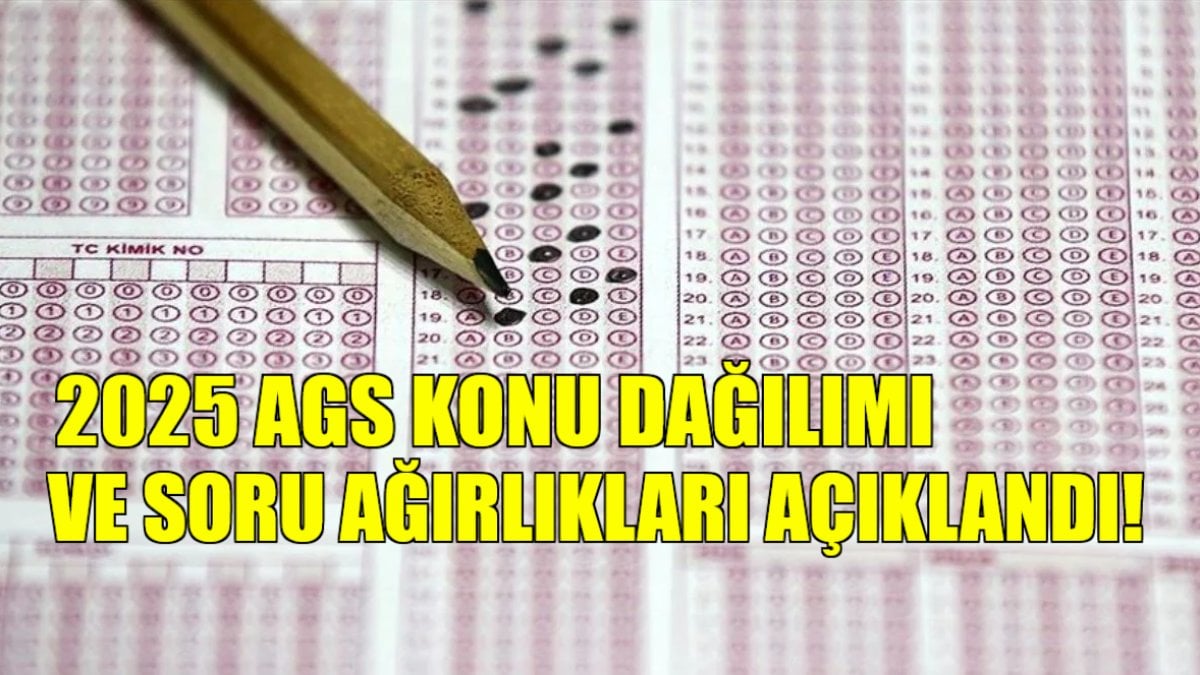 2025 AGS konu dağılımı ve soru ağırlıkları açıklandı: İşte tüm branşlar ve soru ağırlıkları