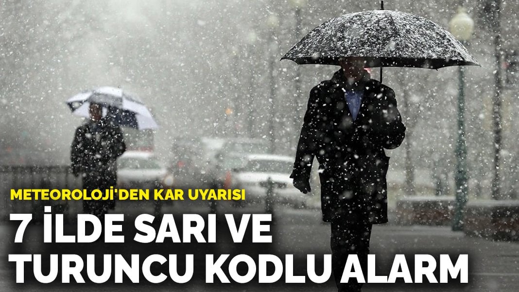 Meteoroloji’den kar uyarısı: 7 ilde sarı ve turuncu kodlu alarm