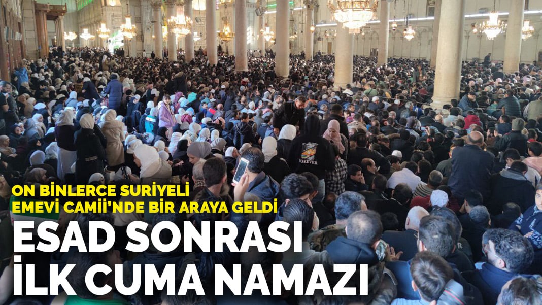 On binlerce Suriyeli Emevi Camii’nde bir araya geldi: Esad sonrası ilk cuma namazı