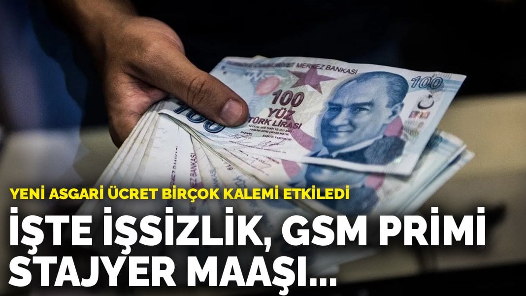 Yeni asgari ücret birçok kalemi etkiledi: İşte işsizlik, GSM primi, stajyer maaşı…