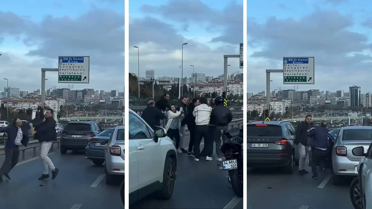 Bakırköy’de Yolun Ortasında Tekmeli Yumruklu Kavga!