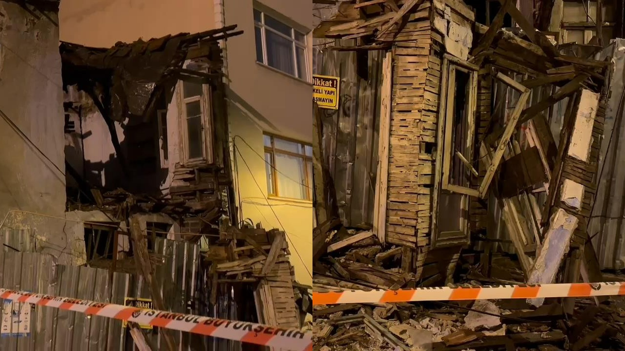 Beyoğlu’nda Korku Dolu Anlar… Yağış Vurdu; 2 Katlı Metruk Bina Çöktü