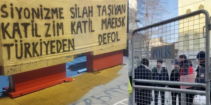 'Katil ZIM Türkiye'den defol' pankartı taşıyanlar gözaltına alındı