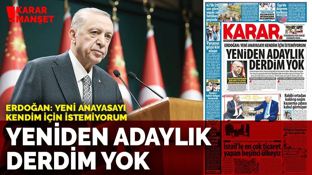Erdoğan: Yeni anayasayı kendim için istemiyorum, yeniden adaylık gibi bir derdim yok