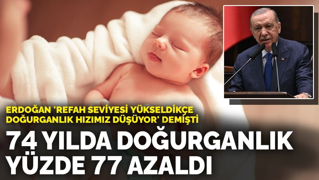 Erdoğan ‘Refah seviyesi yükseldikçe doğurganlık hızımız düşüyor’ demişti: 74 yılda doğurganlık yüzde 77 azaldı