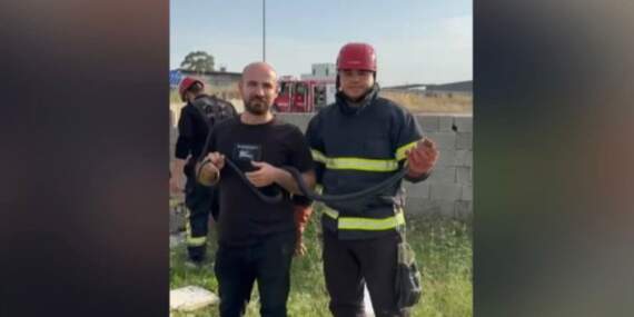 Bahçeye giren yılanla hatıra fotoğrafı çektirdiler