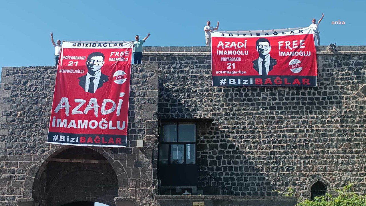 Diyarbakır’da ‘Azadi İmamoğlu’ Pankartına Engel! Gözaltılar Var